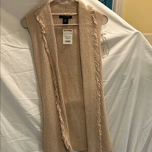 Tahari Beige Open-Front Cardigan Vest